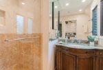 Get ready for the day with ease with the extra space this bathroom affords